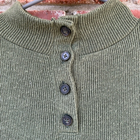 Madewell Ribbed Mock Neck Button Olive Green Women's Sweater Pockets Women’s XL - Picture 10 of 10